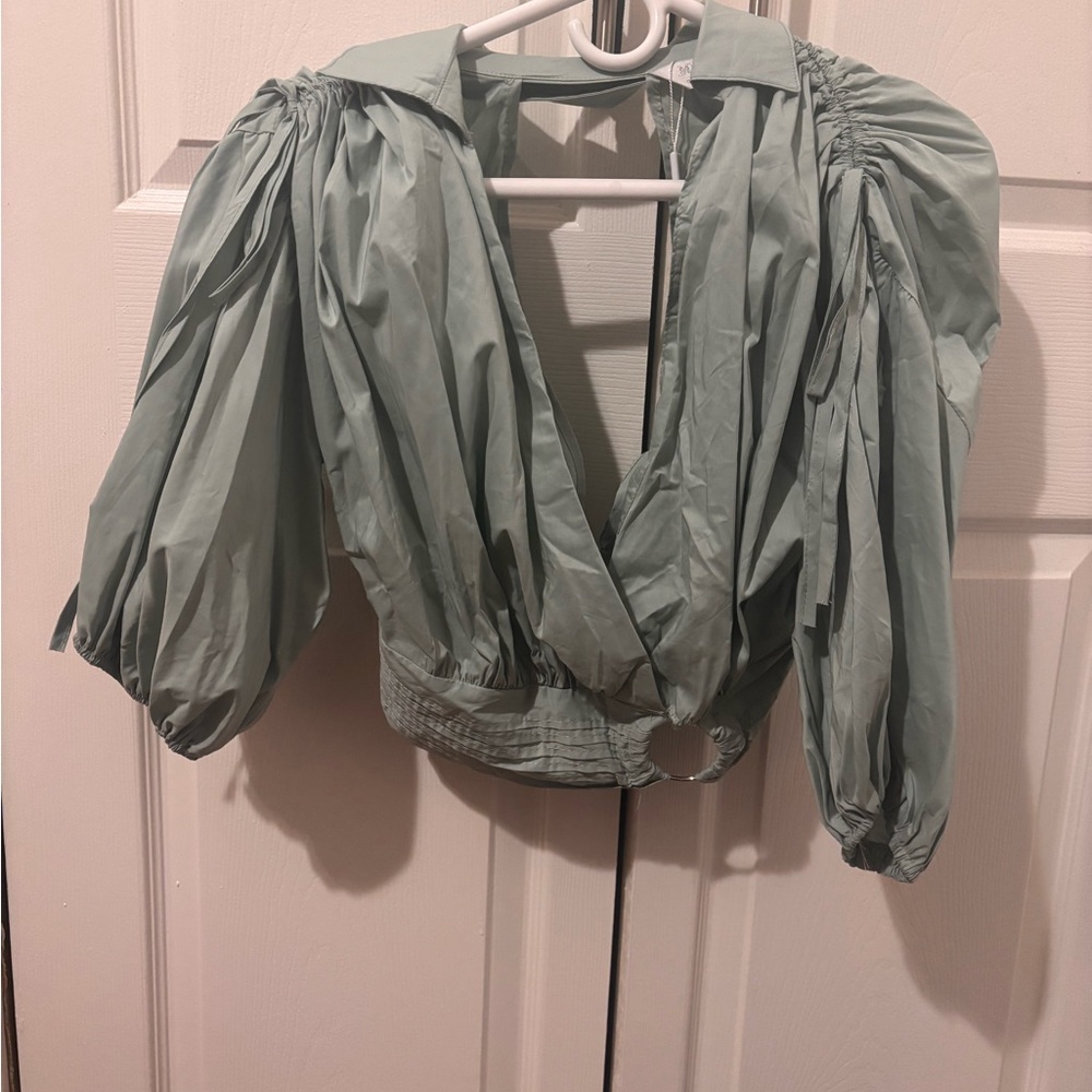Women's Puff Sleeve Top - Green